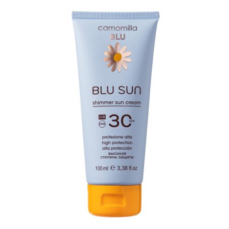 Blu sun shimmer sun cream high protection  Солнцезащитный крем с шиммером высокая степень защиты SPF30