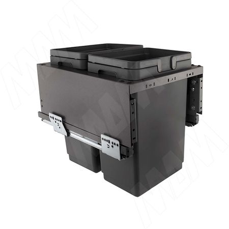 GLOBE 2.0 M40W Система сортировки и хранения, 2 емкости (20л+20л), креп. фасада, полн.выдв., плавн.закр., направл. Nova Pro, без крышек. (PG2GME402SCGM)