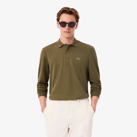 Мужское поло Lacoste L.12.21 классического кроя с длинным рукавом