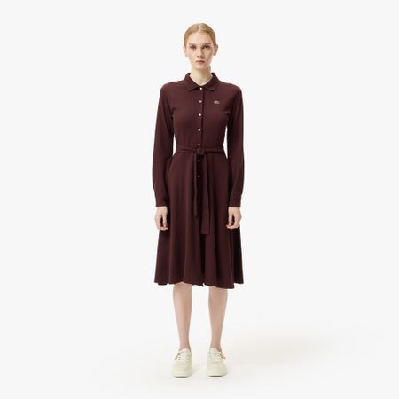 Длинное платье-поло Lacoste с длинным рукавом
