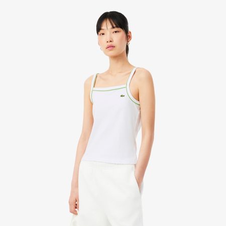 Женская хлопковая майка Lacoste с контрастными акцентами