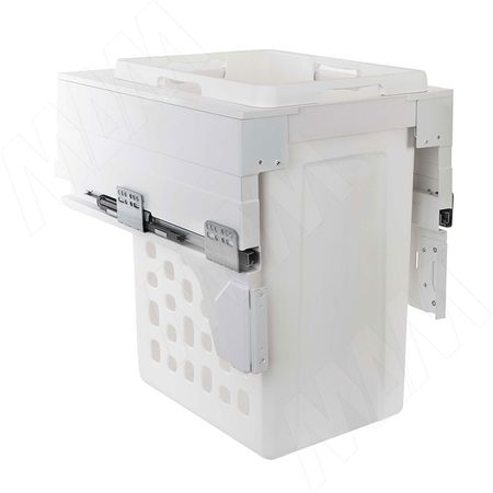 HAMPER LM45 Корзина для белья выдвижная, 1 емкость (48л), напр.полн.выдв., плавн.закр., креп.фасада, цвет белый (LHM451-48WT)