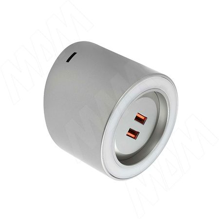 UNIKA Светильник круглый, 2 USB-розетки, стальной, 24V, нейтральный белый 3900К, 4,5W (UN24-RUSB-STNW5)