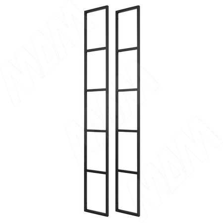 Металлокаркас-стеллаж напольный 1820x250мм черный (RAL 9005, муар), две рамки (MF.02.1820x250.BLC)