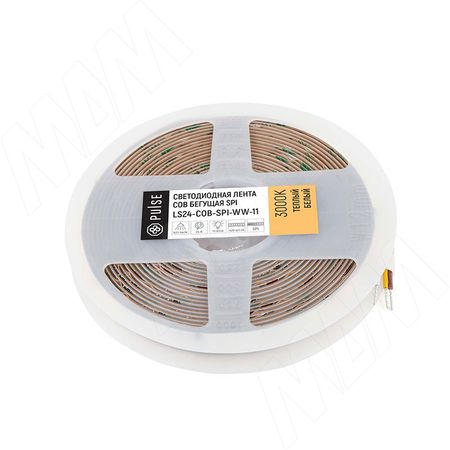 ЛЮКС COB SPI лента светодиодная, бегущая, 420 диодов, 24V, 5 м, CRI 90, теплый белый 3000К, IP20, 11W/1м, LUX (LS24-COB-SPI-WW-11)