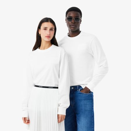 Хлопковый лонгслив Lacoste с длинным рукавом унисекс