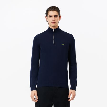 Мужской хлопковый свитер Lacoste на молнии с высоким воротом