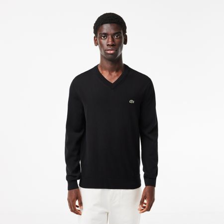 Мужской хлопковой свитер Lacoste с V-образным вырезом