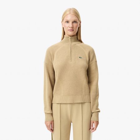 Женский свитер Lacoste свободного кроя с высоким воротом на молнии
