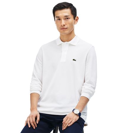 Мужское поло Lacoste L.12.21 классического кроя с длинным рукавом