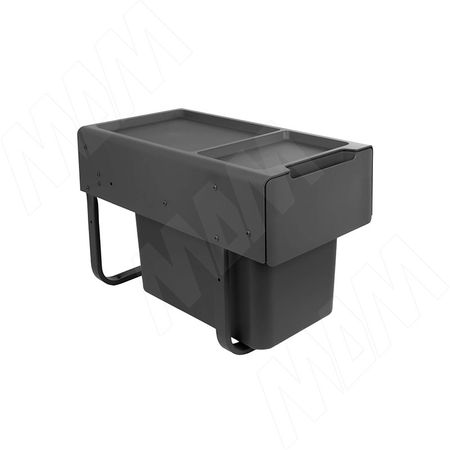 EASYBOX F30 Корзина встраиваемая для мусора выдвижная с доводчиком и крышкой-полкой, объём 19 (1x19) л, цвет тёмно-серый (EMB301-19DG)