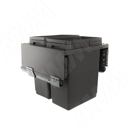 GLOBE 2.0 M45W Система сортировки и хранения, 2 емкости (30л+30л), креп. фасада, полн.выдв., плавн.закр., направл. Nova Pro, без крышек. (PG2GME452SCGM)