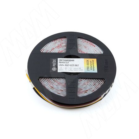 CCT Светодиодная лента 3527/120, 24V, 5 м, теплый белый - холодный белый 2700-6500К, IP20, 19.2W/1м (LS24-3527-CCT-19.2)