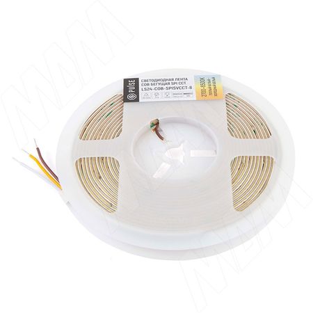 ЛЮКС COB SPI лента светодиодная, бегущая, бокового свечения, 560 диодов, 24V, 5 м, CRI 90,теплый белый - холодный белый 2700-6500К, IP20, 8W/1м, LUX (LS24-COB-SPISVCCT-8)