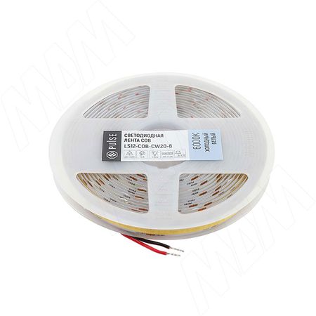 ЛЮКС COB лента светодиодная, 336 диодов, 12V, 5 м, CRI 90, холодный белый 6000К, IP20, 8W/1м, LUX (LS12-COB-CW20-8)