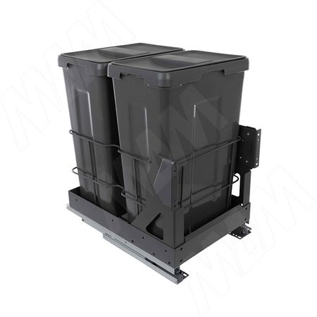 MOVEBOX F40 Система сортировки и хранения, платформа, 2 емкости (2x21), креп. фасада, полн.выдв., плавн.закр., графит (WRB402-42DGHFS)