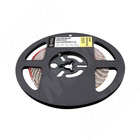 ЛЮКС СЛИМ Лента светодиодная 2835/120, 12V, 5 м, основание 5 мм, CRI 90, нейтральный белый 4000К, IP20, 7W/1м, LUX SLIM (LS12-2835NW20-7-SL)
