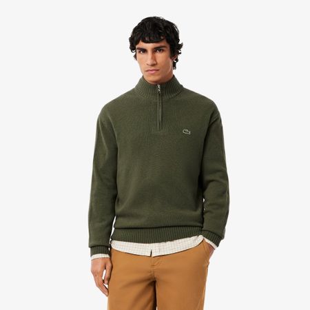 Мужской шерстяной свитер Lacoste на молнии с высоким воротом