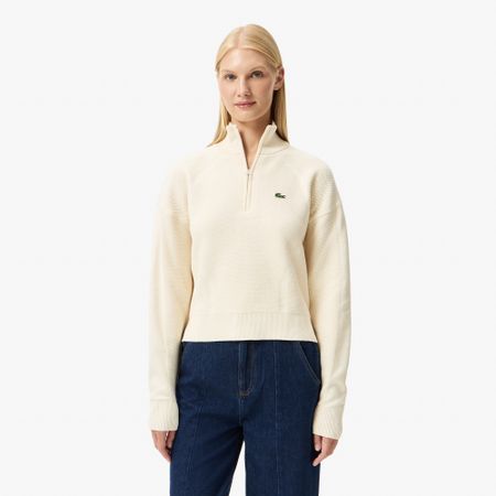 Женский свитер Lacoste свободного кроя с высоким воротом на молнии
