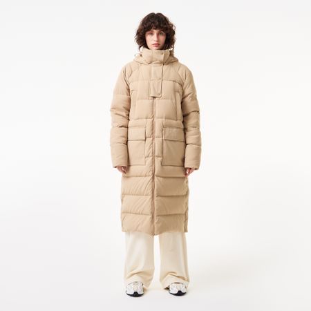 Женский длинный пуховик Lacoste с высоким воротом