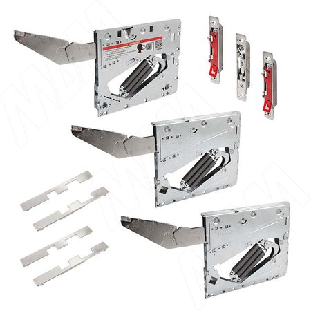 Kinvaro T-SLIM Soft-close, комплект поворотно-подъемных механизмов без заглушек для деревянных фасадов, коэффициент мощности 1500-3375 (TS151149027)