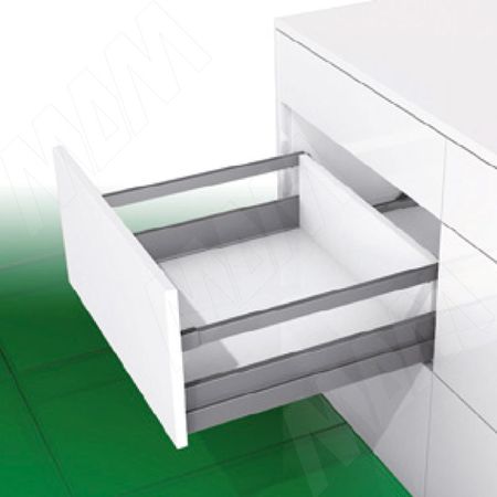 NOVA PRO SCALA [MS] Стандартный ящик h90 мм, с прямоугольным рейлингом, плавное закрывание, 450 мм (NPSC.MS.040.450 (сер.мет))