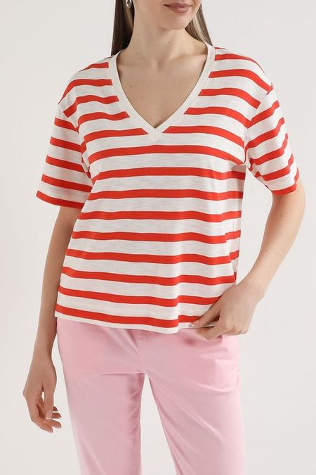 Футболка c V-вырезом в полоску Esprit Casual