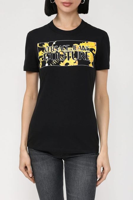 Футболка с фирменным принтом VERSACE JEANS COUTURE