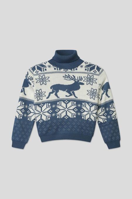 Шерстяной свитер с высоким воротником и принтом Wool&Cotton