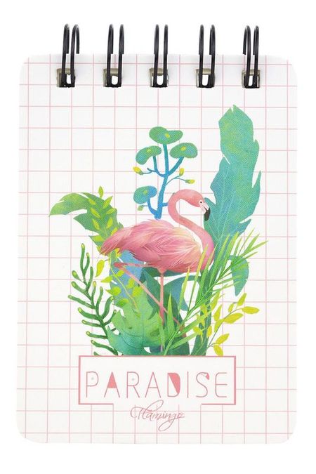 Мини-блокнот Pink Flamingo листья Kawaii Factory