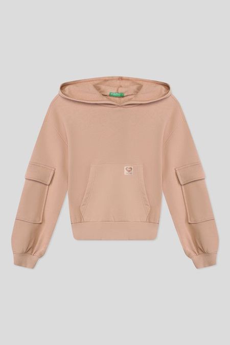 Худи хлопковое с карманами на рукавах Benetton