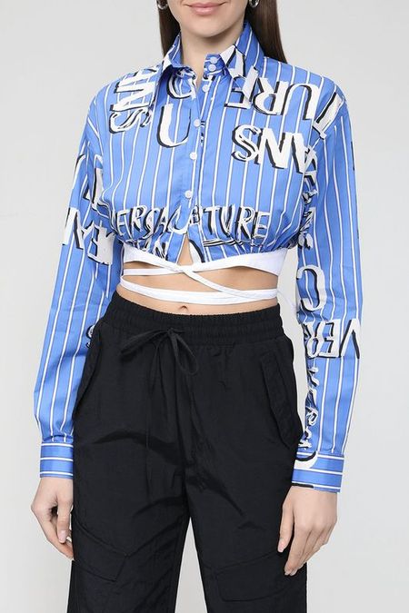 Укороченная рубашка в полоску VERSACE JEANS COUTURE