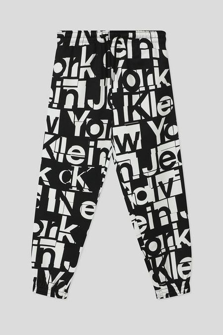 Брюки хлопковые на кулиске с принтом Calvin Klein Jeans