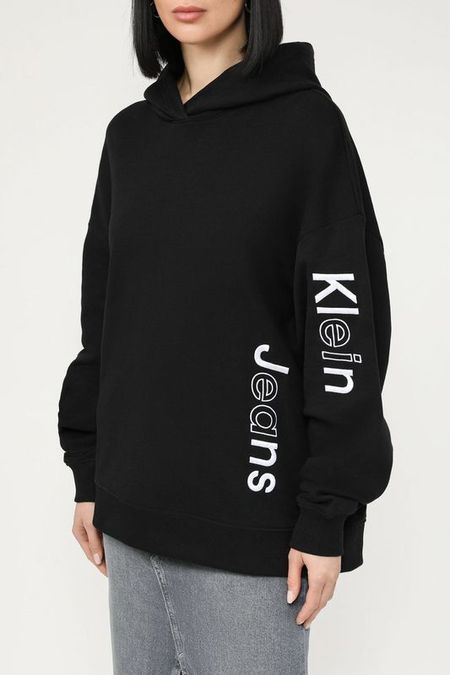 Худи хлопковое с логотипом Calvin Klein Jeans
