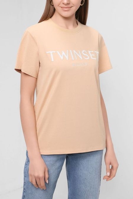 Хлопковая футболка с логотипом TWINSET