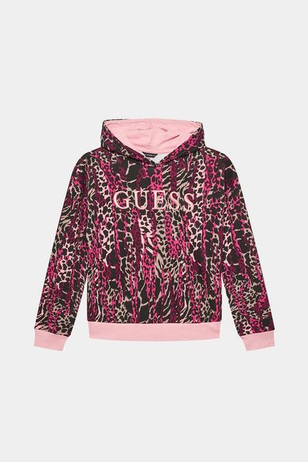 Хлопковое худи с принтом и нашивкой Guess