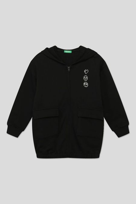 Хлопковая толстовка с накладными карманами Benetton