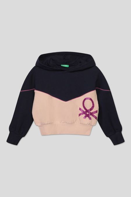 Хлопковое худи с принтом Benetton