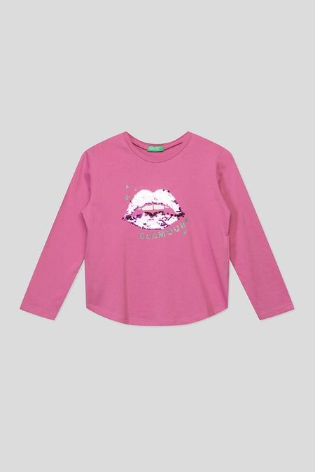 Хлопковый лонгслив с принтом Benetton