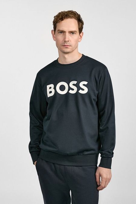 Хлопковый свитшот с логотипом бренда BOSS