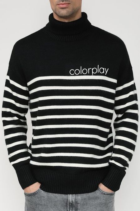 Свитер с высоким воротником в полоску COLORPLAY