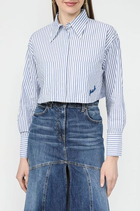 Рубашка хлопковая в полоску укороченная Pinko