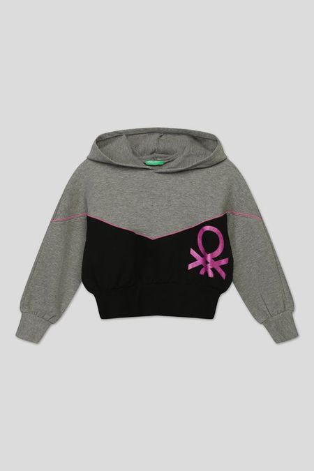 Хлопковое худи с принтом Benetton