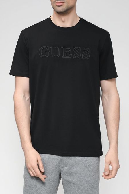 Хлопковая футболка с логотипом бренда Guess