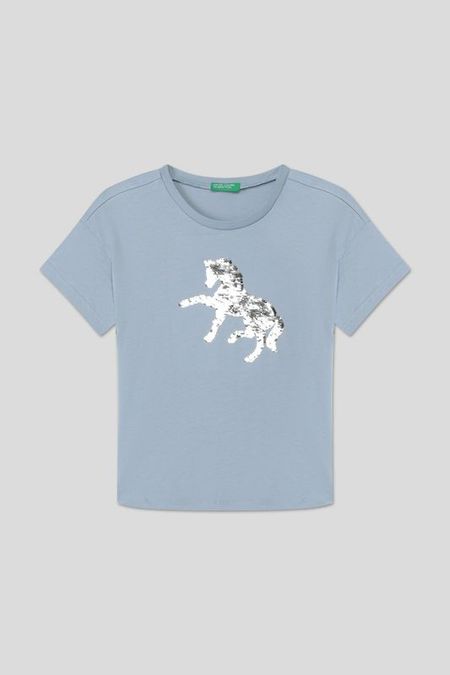 Футболка хлопковая с принтом Benetton