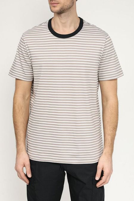 Футболка хлопковая с контрастными деталями в полоску Esprit Casual