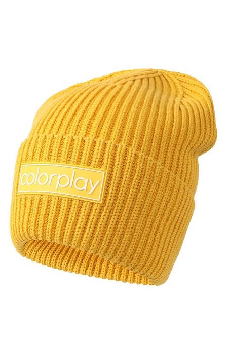 Однотонная шапка бини с логотипом бренда COLORPLAY
