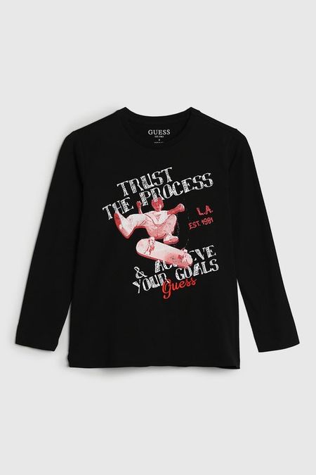 Хлопковый лонгслив с принтом Guess