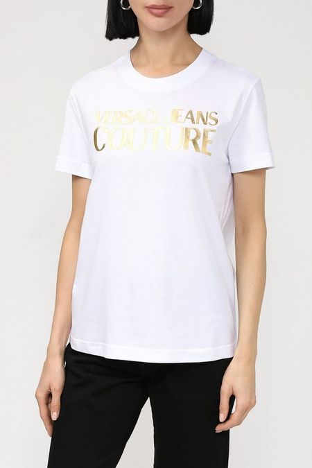 Футболка с золотистым логотипом VERSACE JEANS COUTURE