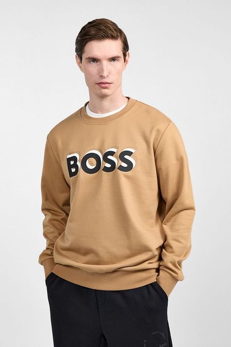 Хлопковый свитшот с принтованным логотипом BOSS